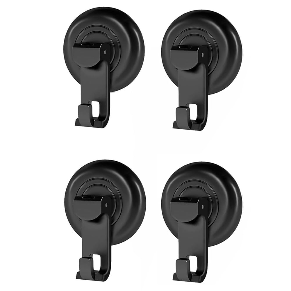 CTRLZS For Towel,Loofah Suction Cup Shower Hooks Heavy Duty(4-Pack) Waterproof Hook Black