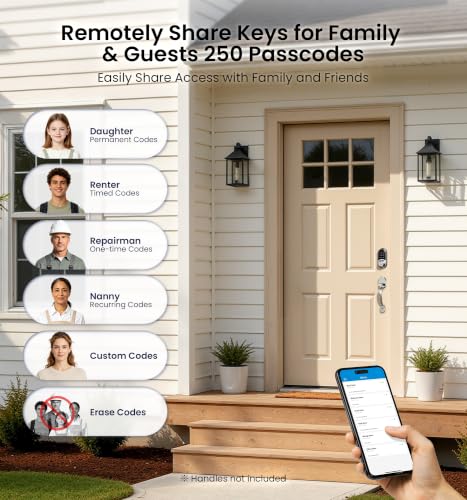 Image of Veise RZ07 Fingerprint Smart Door Lock Deadbolt, App Control, Satin Nickel | Remote Access Sharing, Fob Unlock, Keyless Entry for Front Door, Auto Lock, User Management, Easy Install, Low Battery Alarm