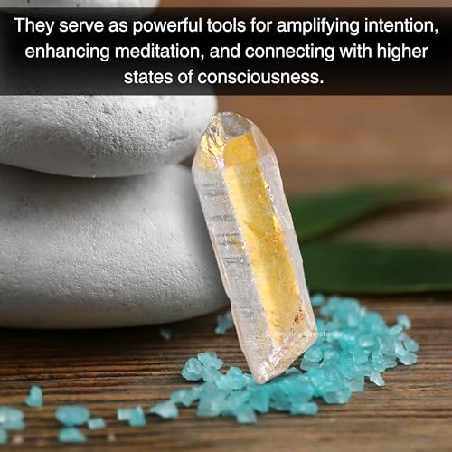 Image of Amazing Gemstone 2 Pieces Angel Aura Quartz Raw Pencil Points Crystals and Healing Stones, Natural Rocks for Meditation and DIY Raw Point Stones and Crystals