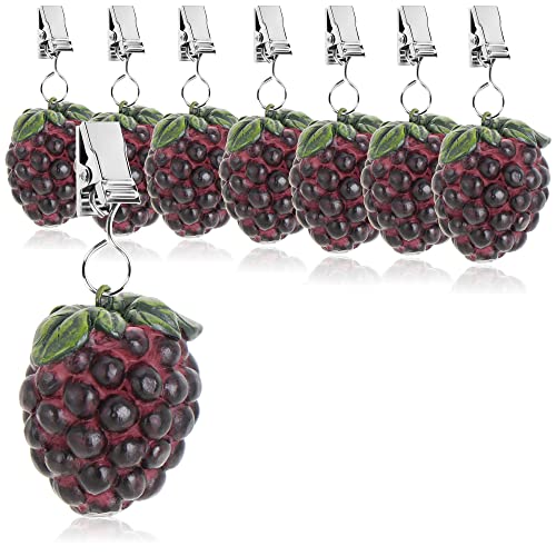 com-four® 8X Tischdeckenbeschwerer - wetterbeständige Tischtuchgewichte mit Klammer - Tischtuchklammer in Brombeeren-Design - ca. 40 g (8 Stück - Brombeere - 40g)