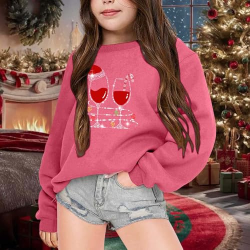 Girls Fall and Winter Christmas Print Casual Round Neck Long Sleeve Sweater Toddler Fashion Hoodies Sweatshirt3