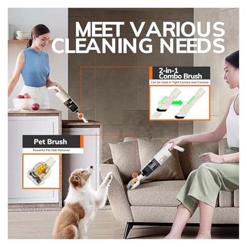 Handheld vacuum and mop cleaner used on floor