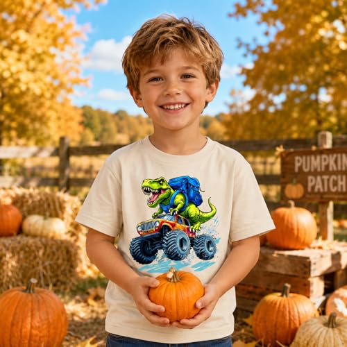 Image of Dinosaur Shirt for Kids Boys Girls Funny Toddler Dino Short Sleeve Graphic Cotton Tee Top 2-7T