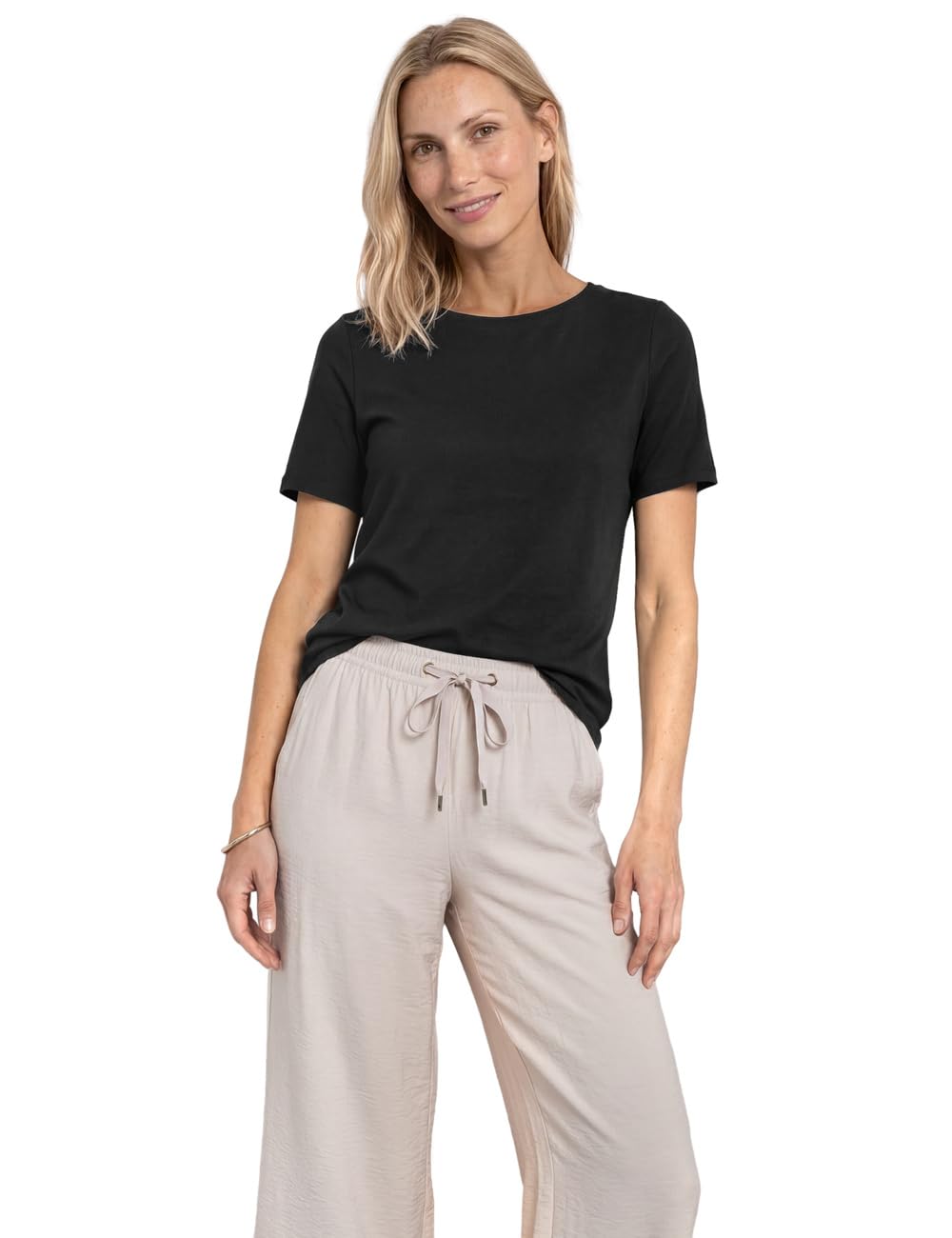 Street One Basic T-Shirt with Crew Neck in Plain Colour Black 36