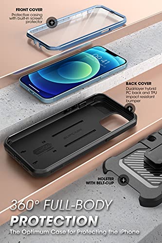 Image of SUPCASE TPU Unicorn Beetle Pro Series Case for iPhone 13, 2021 Release 6.1 inches, Built-in Screen Protector Full-Body Rugged Holster Case (Cerulean)