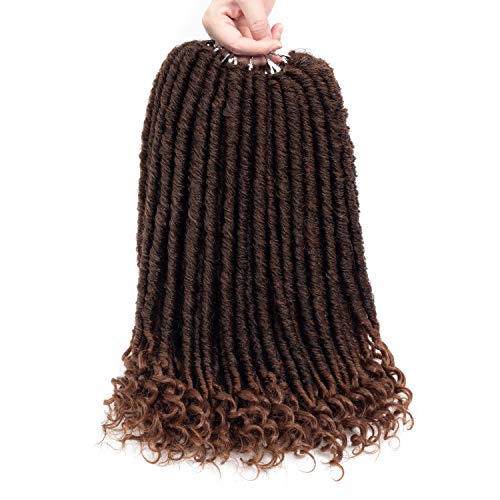 6 Packs/Lot 16 Inch Faux Locs Crochet Twist Hair With Curly Ends Goddess Locs Synthetic Braiding Hair Extensions Dreadlocks Crochet Locs Low Temperature Braids Hair 24 Strands/Pack (16", 1B-30)