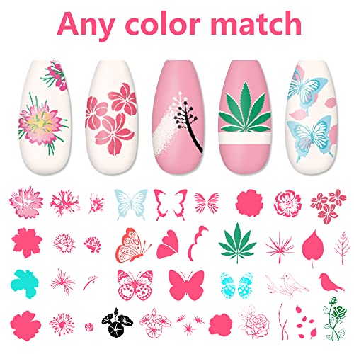 Addfavor Nail Stamper Kit 6Pcs Flower Heart Leaf Lace Butterfly Nail Art Stamping Plate Template With Silicone Nail Stamper And Scraper For Women Girls Diy Fingernail Manicure Stencils Tools #TOP4