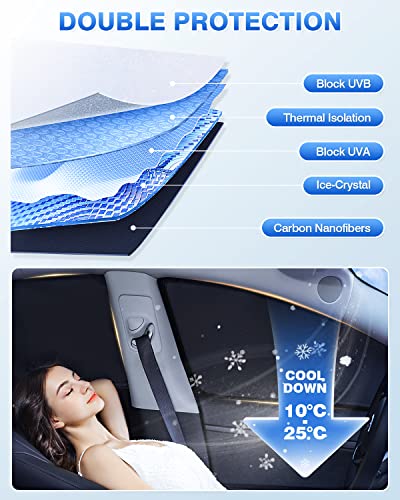 Image of Canvcle Windshield Sun Shade for 2020-2025 2026 Kia Telluride Accessories Sunshade Side Rear Window Shade Cover Window Sun Visor Shield Privacy Protection Keep Vehicle Cool Black 8PCS