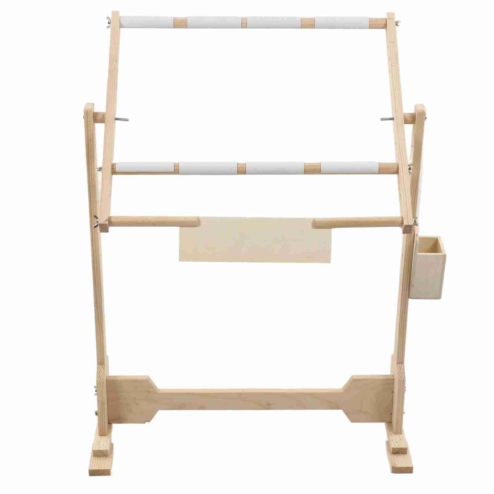 Generic Stojak do Haftowania Drewniana Regulowana Rama Podłogowa do Haftu Krzyżykowego i Gobelinu z 5 Pozycjami Wysokości 50 Cm Sosna