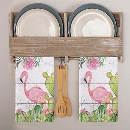 Geschirrtücher Grün Rosa Pflanzen Handtücher Küchentücher Saugfähige Küchenhandtücher Waschbar Trockentücher Küche Wiederverwendbar Kitchen Towels Geschirrhandtücher 4 Stück (40x60 cm)
