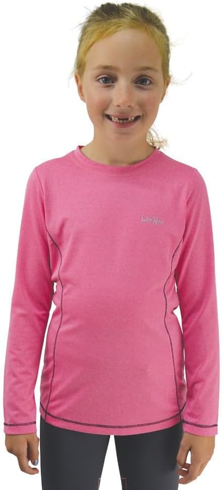 Little Rider Girls Base Layer Top (5-6 Years) (Rose Pink/Navy)