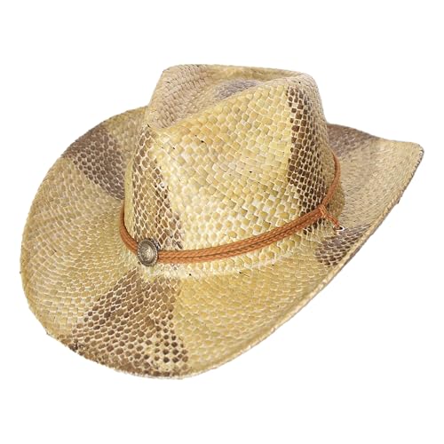 Carnavalife Natural Cowboy Cowboy Straw Hat, Unisex One Size Men's Women's Summer Coachella Beach (XH-61, One Size)