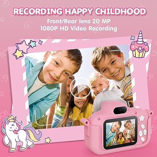 Image of Children's Camera, CAMCLID Children's Camera 1080P 2.0 Inch Screen Digital Camera Children with 32GB SD Card, Christmas Toy Gifts for 3 4 5 6 7 8 9 Years Boys and Girls (Pink)