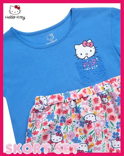 Image of Hello Kitty Girls Skort Set - 2 Piece Graphic Crewneck Top and Short Skort Cute Outfit Set (Sizes: 2T-12)