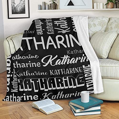 Personalized Blanket for Kids Adults Personalized Name Blanket Custom Blanket with Name Personalized Gifts for Christmas Birthday Valentines Day Mothers Fathers Day (Black&Gray, 40"x50")