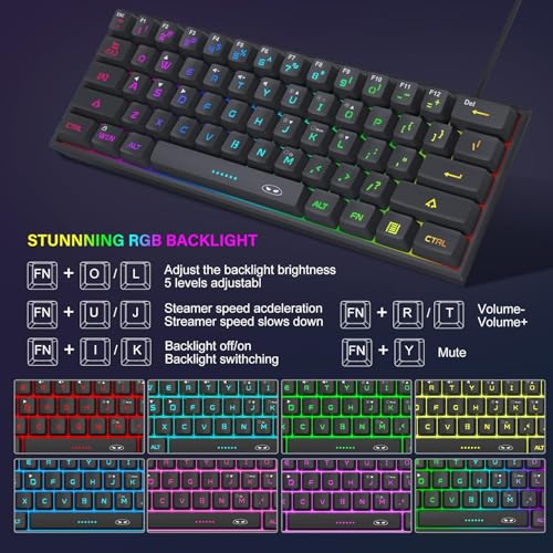 Image of MageGee TS91 Mini 60% Gaming Keyboard, RGB Backlit 61 Key Keyboard, Ergonomic Waterproof Mechanical Feeling Office Computer Keyboard for PC, MAC, PS4, Gamer -Violet