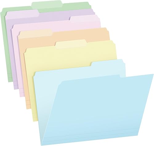Sooez Paquete de 6 carpetas de archivos de plástico con color pastel, carpeta de archivos de color resistente tamaño carta con pestaña de corte de