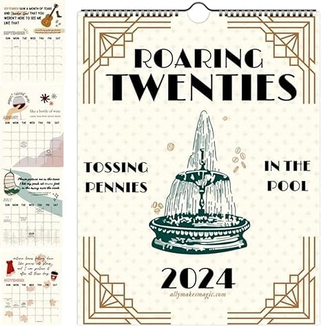 Generic2024 TS Lyrics Calendar,Roaring Twenties Calendar 2024,12 Monthly Calendar Planner, E-ras Calendar Music Lover Gifts