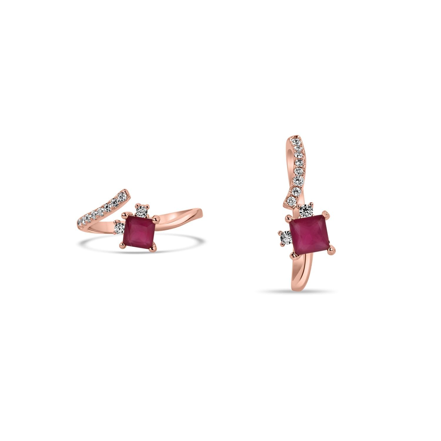 Pure 925 Sterling Silver Toe Ring for Women | Ruby Desire Toe ring | Rose Gold, Zirconia |Gift for Her (2.2 gms)-image-23