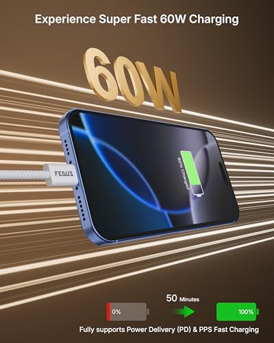 Image of FEDUS ZETTA-X3I 60W USB C to Type C Cable 1M Original,3A PD Fast Charging USB C Cord, 480Mbps Data Sync,Compatible For iPhone 17 /16 /15 Pro Max,Samsung Galaxy S26 /S25 Ultra,MacBook M4 /M3M2,iPad Pro