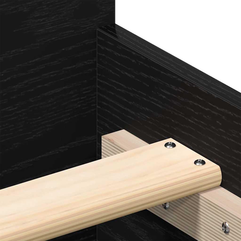 Estructura de Cama sin colchón 150x200 cm Roble Negro con cabecero y Estribo, Soporte para colchón, Base de Madera de ingeniería, Ideal para dormitorios Juveniles y Adultos