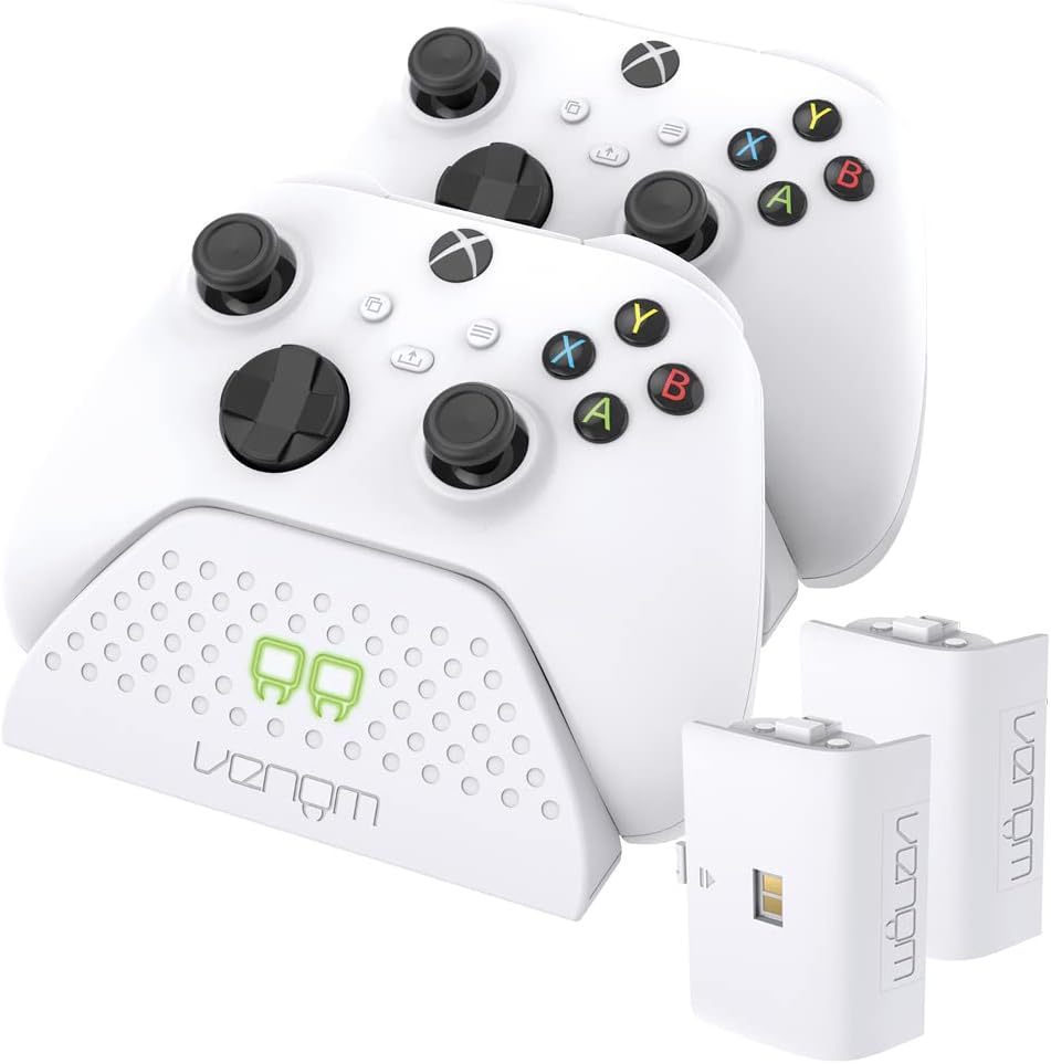 Venom Twin Docking Station with 2 x Rechargeable Battery Packs for Xbox Series X, S & One Controllers - White