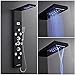 POPFLY 6 In 1 LED Shower Panel Tower System, 8 Body Massage Jets, 304 Stainless Steel Wall Mount Rainfall ＆ Waterfall Shower Column Towers with Temperature Display, Tub Spout, Black