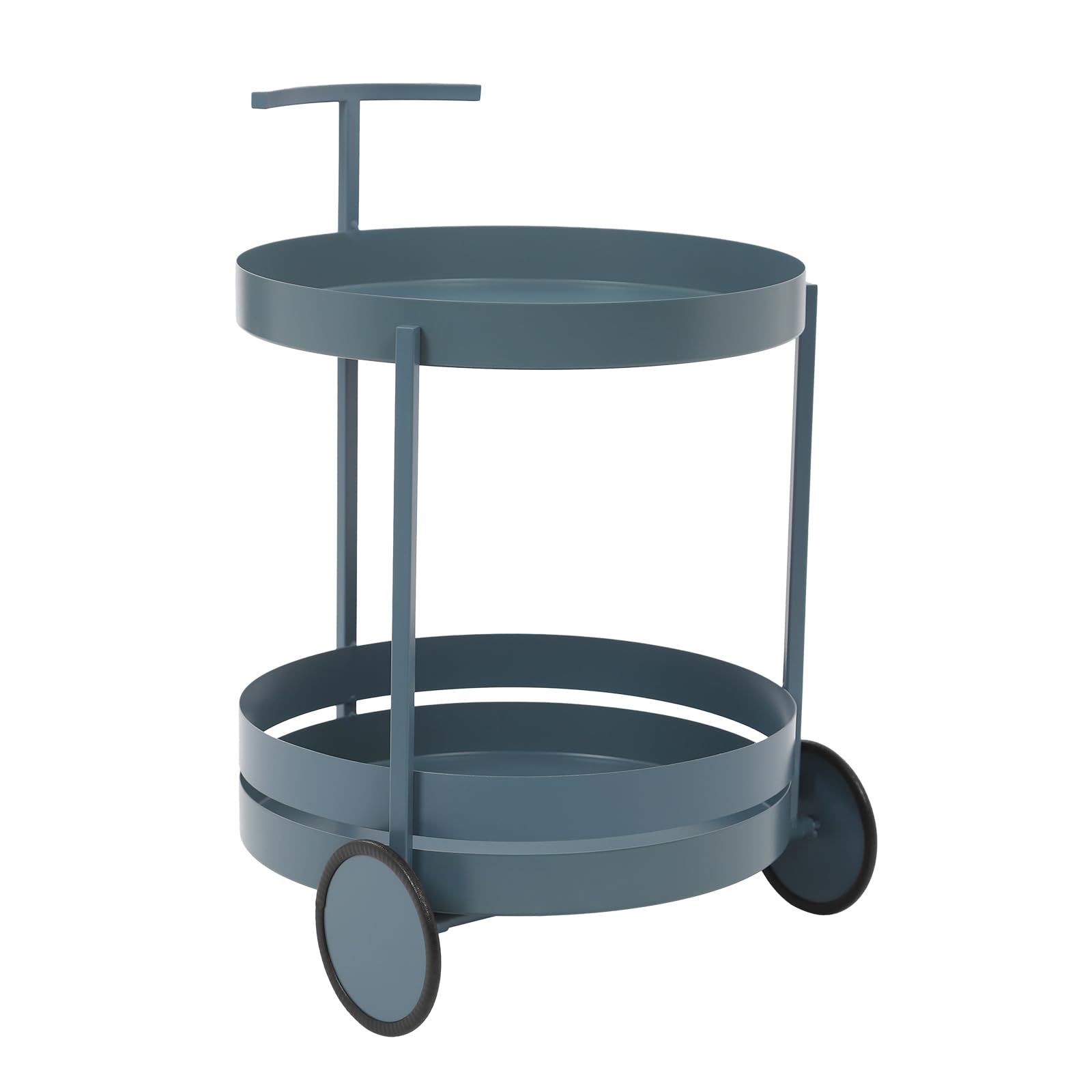 Carrello da cucina a 2 ripiani, in metallo, con ruote, carrello rotondo e multiuso per soggiorno, sala da pranzo, cucina, ufficio, camera da letto, 40 x 40 x 61 cm