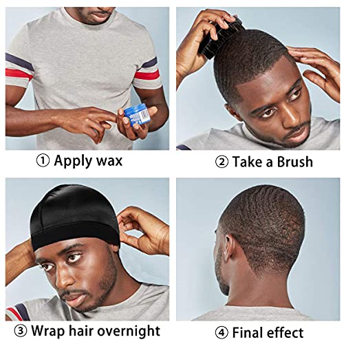 2Pcs Silky Stocking Wave Cap, Satin Doo Rags Good Compression Wave Caps For Men, For 360 540 720 Waves (2Pc Black) #TOP5