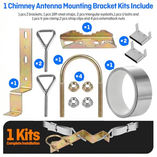 2 Sets Antenna Mast Chimney Mount Bracket, Z-Type Antenna Pole Mounting Clamp for Chimney up to 18 Feet in Diameter by HEVIDUBANA - Used condition - Image 3