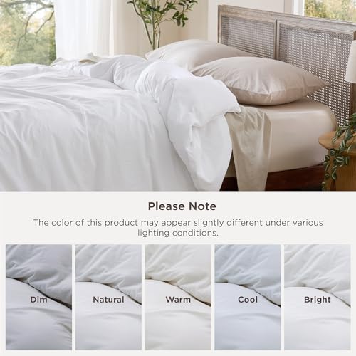 Image of Bedsure Prewashed White Duvet Cover King Only, Cotton-Like Feel | Bedsure Prewashed White Duvet Cover King Only, Cotton-Like Feel