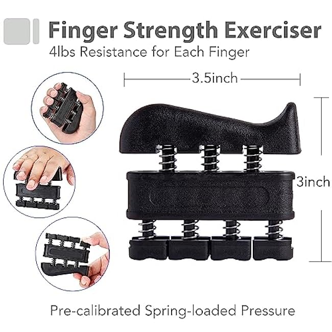Grip Strength Trainer Kit with Finger Exerciser, Hand Grip Strengthener, Hand Extension Exerciser, Stress Relief Ball, Grip Ring, Gyro Ball for Muscle Building and Injury Recover