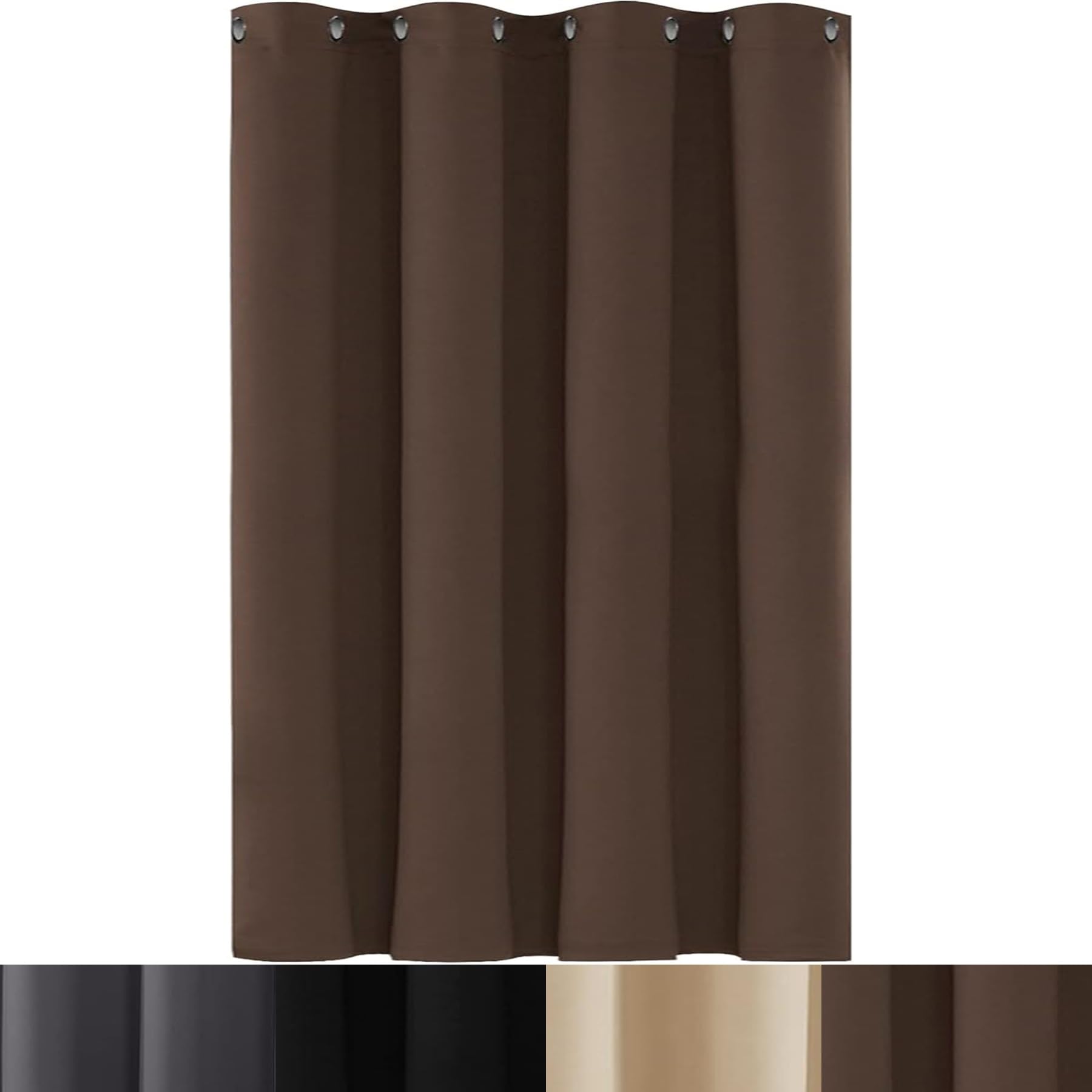 AMZYU Blackout Curtains 1 Panel, 170 x 230 cm(67 x 91inch) Super Soft Plain Long Curtain Thermal Insulated Door Curtain Energy Saving & Noise Reducing for Bedroom Windows, Brown