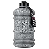 Big Water Bottle 2.2L Water Jug Crackle Coating Leak Proof Giant Gym Water Bottle for Women Men Fitness Athletic Outdoor Camping BPA Free Plastic Sports Black