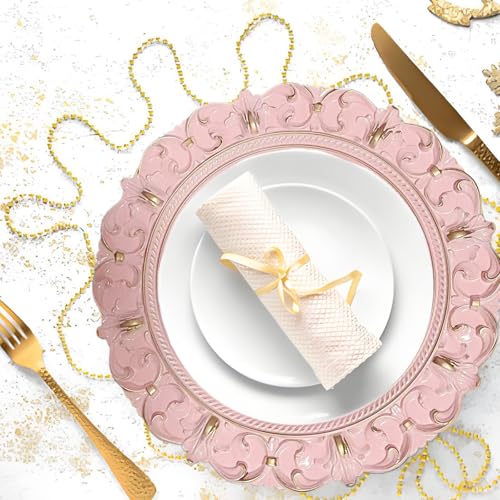 6 platos de carga rosas redondos de 13 pulgadas miniatura 7
