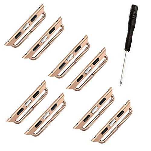 LOOKSEVEN 4 Pack Watch Band Connector Kit Watch Strap with Replacement Tool Compatible with Watch Adapter 38mm 40mm 41mm (Rose Gold)