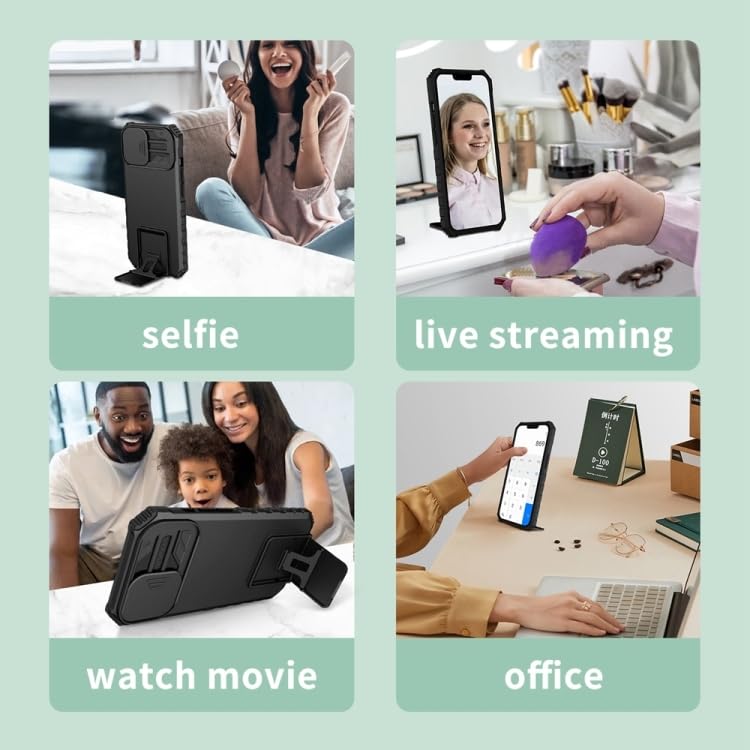 Image of Back Cover Case for Samsung Galaxy S25 5G | Sliding Camera Shield | Stereoscopic Stand | 360 Protection Mobile Phone Case Cover for Samsung Galaxy S 25 / S25 5+G | PC, Black Back Cover