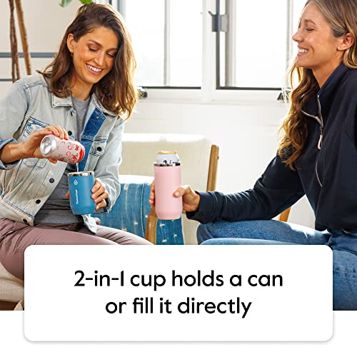 Image of ThermoFlask Slim Can Cooler - 2-in-1 Insulated Can Cooler Cup - Durable Stainless Steel Cooler with Non-Slip Base - Dishwasher-Safe Beverage Can Cooler - 12 oz, Jet Black