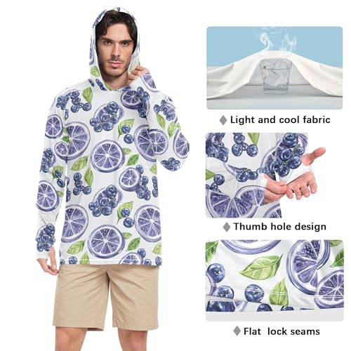 Art Bilberry Fruit Silver Sun Protection Hoodies Long Sleeve Clothing Hood Shirts UPF 50+ Sport Shirt S4