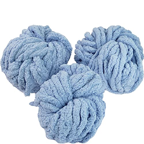 Chunky Yarn for Crocheting (ICY Blue, 3 Pack)- 72 Yards