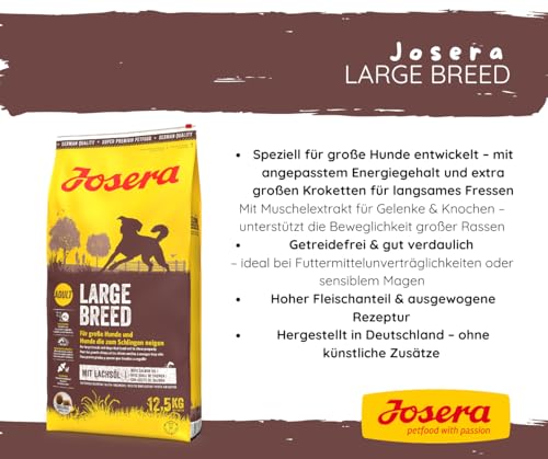 Josera - Hundefutter - Josera Large Breed - Trockenfutter 12,5 KG - Hundefutter für große Rassen mit Lachs + Goodie Hai