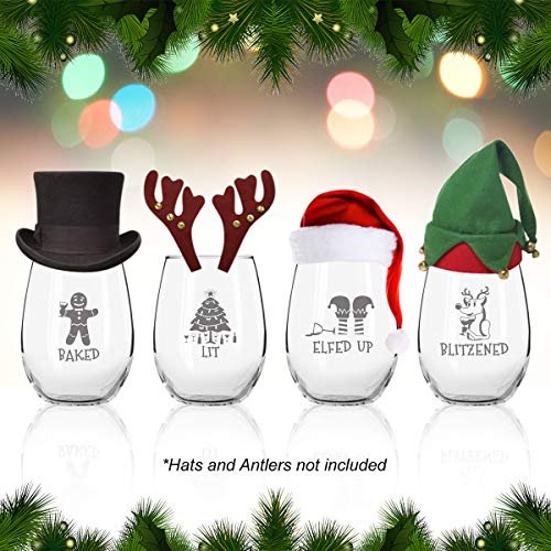 Drunk-Christmas-Funny-Stemless-Wine-Glasses-Set-of-4-Hilarious-Christmas-Themed-Wine-Glass-for-Holiday-Party-4-Designs-15-oz-Cheerful-Party-Cups-Gift-Exchange-Idea-for-White-Elephant-Xmas