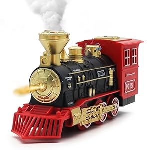 Hot Bee Train Toys Train Steam Locomotive Engine – Train Engine Toy, Smoke, Lights & Sounds, for 3 4 5 6 7+ Year Old Kids
