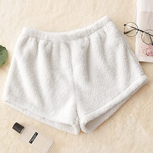 Pijama feminino justo e flare confortável calça feminina pijama lisa calça de lazer, Branco, Large