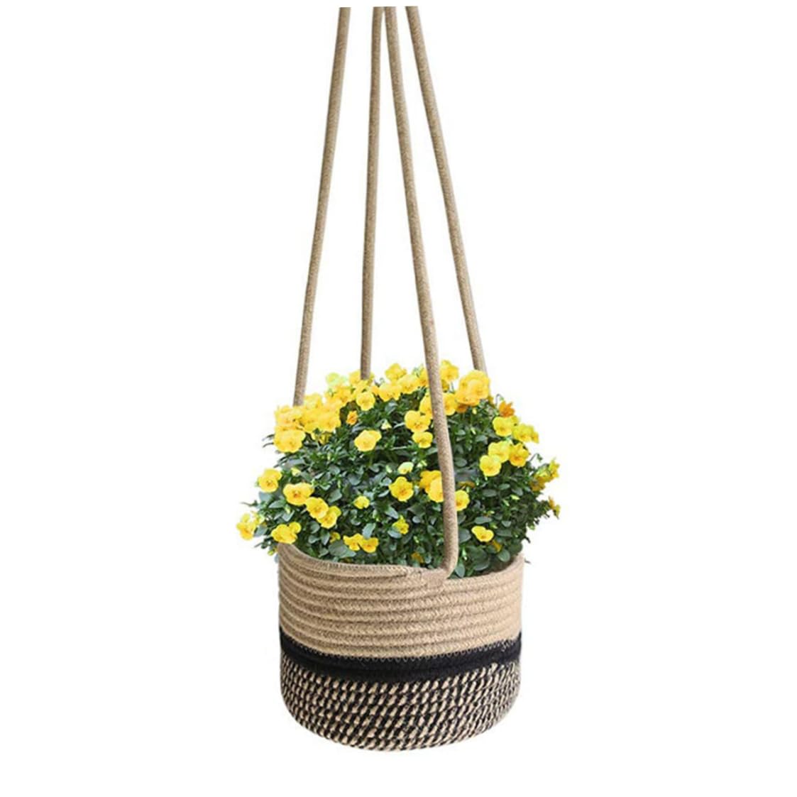 Licsaliwe Hanging Planter Basket, Woven Jute Rope Plant Holder, Hanging Flower Basket for Indoor Outdoor Decor
