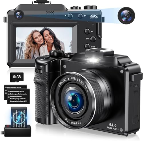 4K Digital Camera for Photography,64MP Vlogging Camera for Youtub...