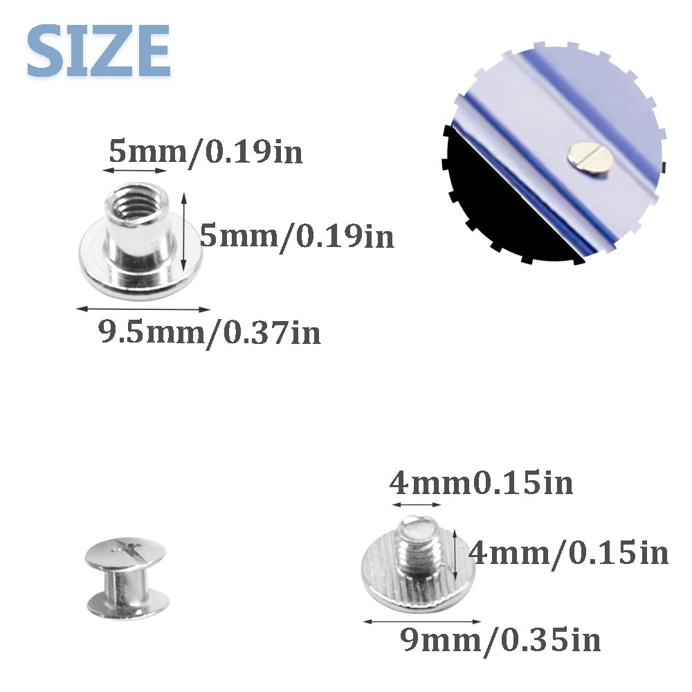 50 Set Viti Rilegatura Chicago M5x5mm - Acciaio Inox Nichelato Per Album, Libri E Cinture