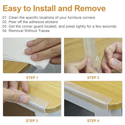 Image of Baby Countertop Edge Protector, Clear Table Corner Guards for Baby Proofing, Pre-Taped Adhesive Soft Bumper for Kids Safety, Silicone Edge Protector fit Wall Furniture Edge Bumper - Food Grade (2Pack)