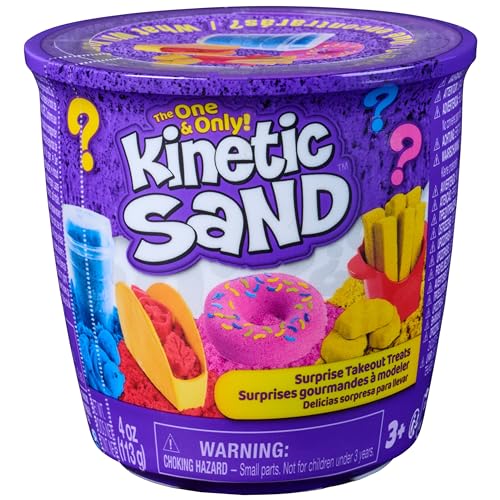 Kinetic Sand - Delicias sorpresas: 113 g de Arena Mágica y 2 Accesorios de Comida, Hay 4 para Coleccionar (Aleatorio) - Juegos Infantiles - Manualidades niños - Juguetes Niños 5 Años +