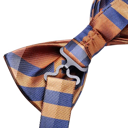 Image of Hi-Tie Bow Ties for Men Pre-Tied Pocket Square with Cufflinks Mens Bowtie Sets for Wedding Formal Party
